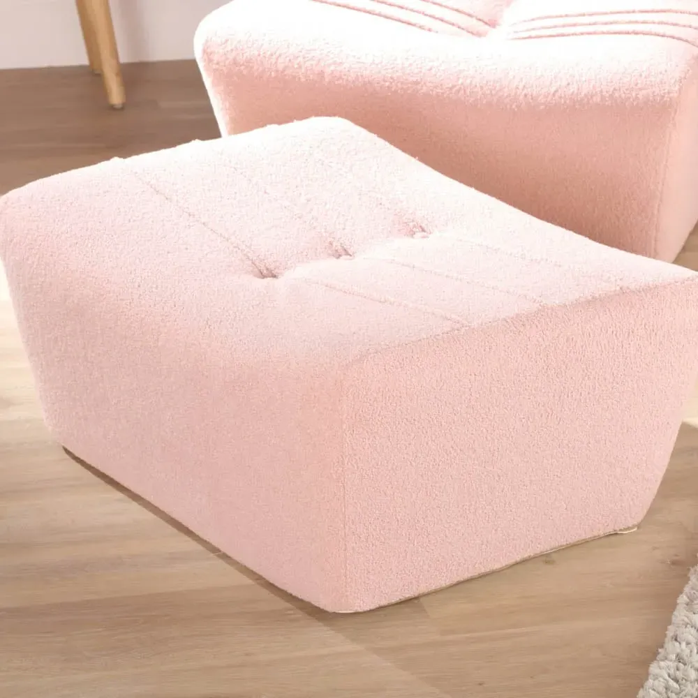 Cosy Pouffe Footstool - Pink, Boucle