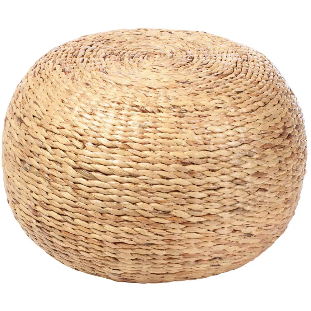 Danish Round Rattan Footstool - Brown