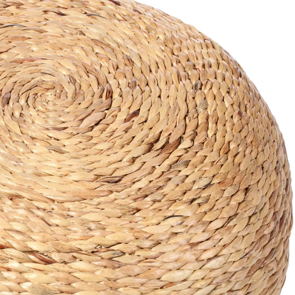 Danish Round Rattan Footstool - Brown