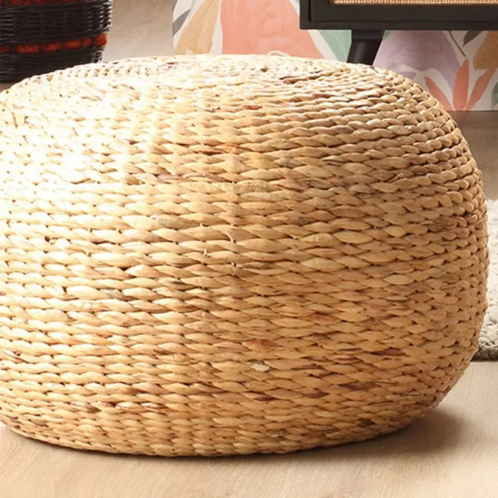Danish Round Rattan Footstool - Brown image