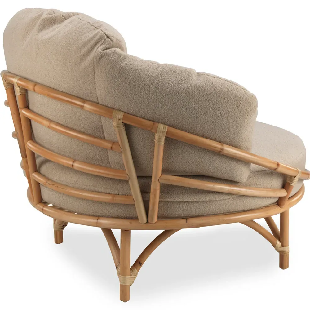 Desser Snug Cuddle Rattan Chair with Boucle Cushion - Cream