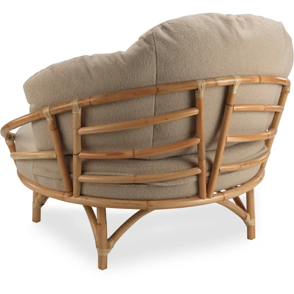 Desser Snug Cuddle Rattan Chair with Boucle Cushion - Cream