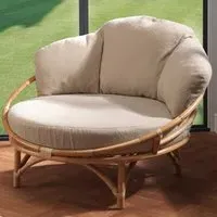 Desser Snug Cuddle Rattan Chair with Boucle Cushion - Cream