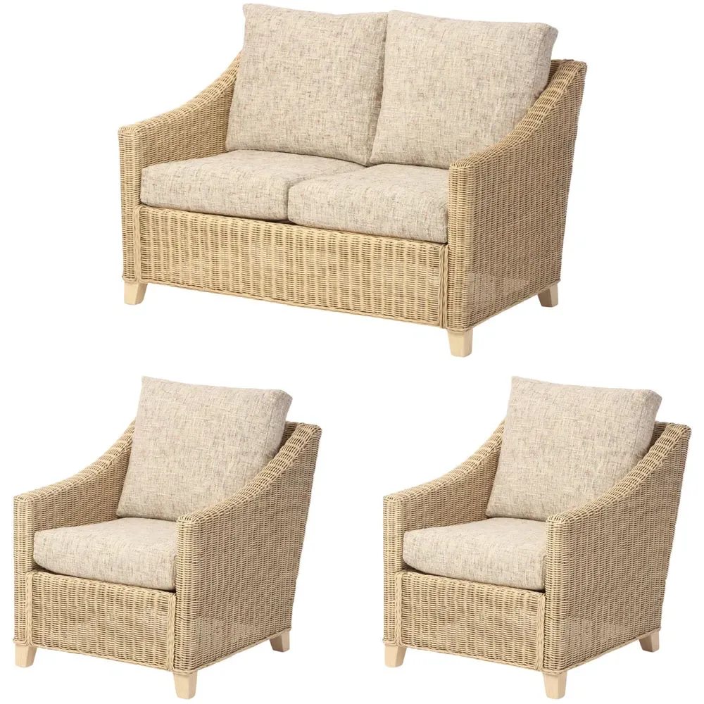 Dijon 2-Seater Sofa Suite - Cream, Rattan