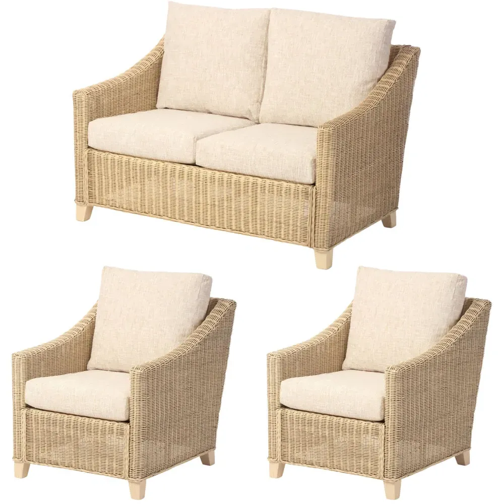 Dijon 2-Seater Sofa Suite - Cream, Rattan