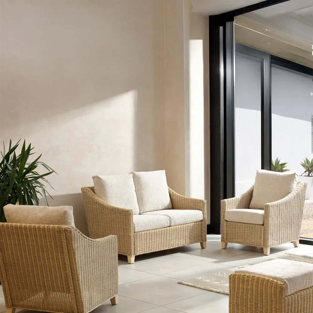 Dijon 2-Seater Sofa Suite - Cream, Rattan image