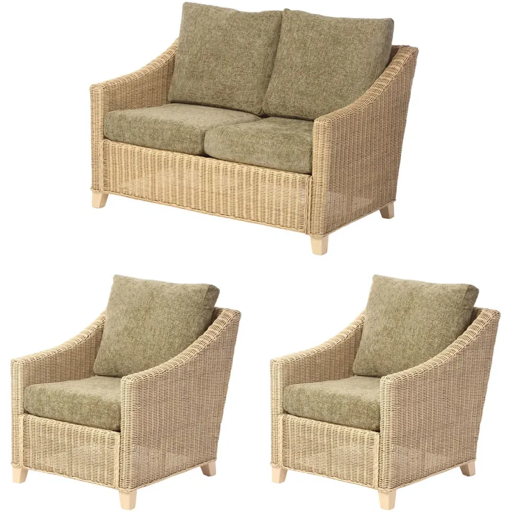 Dijon 2-Seater Sofa Suite - Sage, Rattan