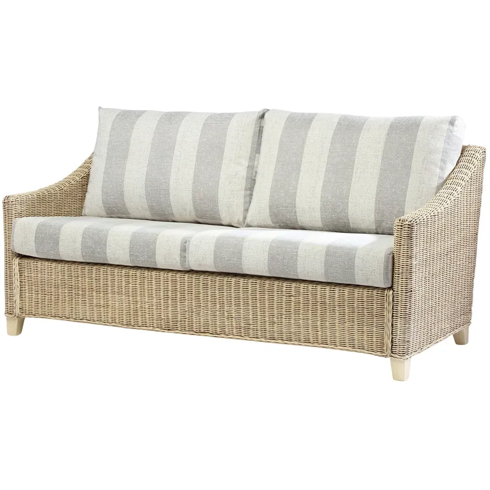 Dijon 3-Seater Athena Stripe Sofa - Cream, Rattan