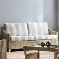 Dijon 3-Seater Athena Stripe Sofa - Cream, Rattan