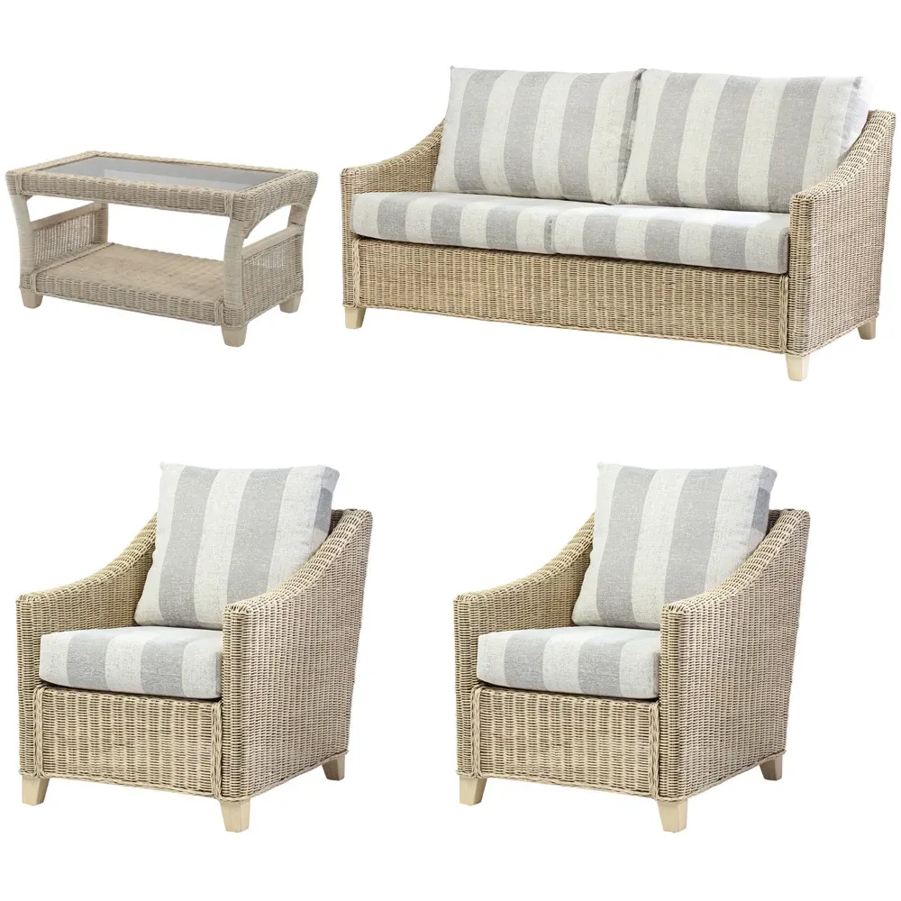 Dijon 5-Seater Sofa Set - Natural Wash, Rattan