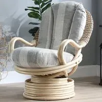 Dijon Athena Stripe Swivel Rocking Chair - Cream, Rattan