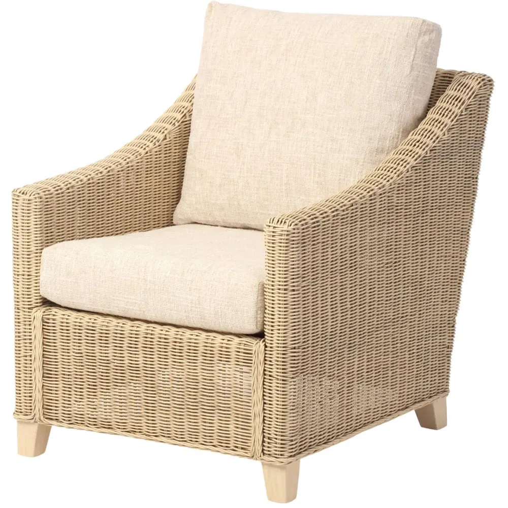 Dijon Cotton Armchair - Cream, Rattan
