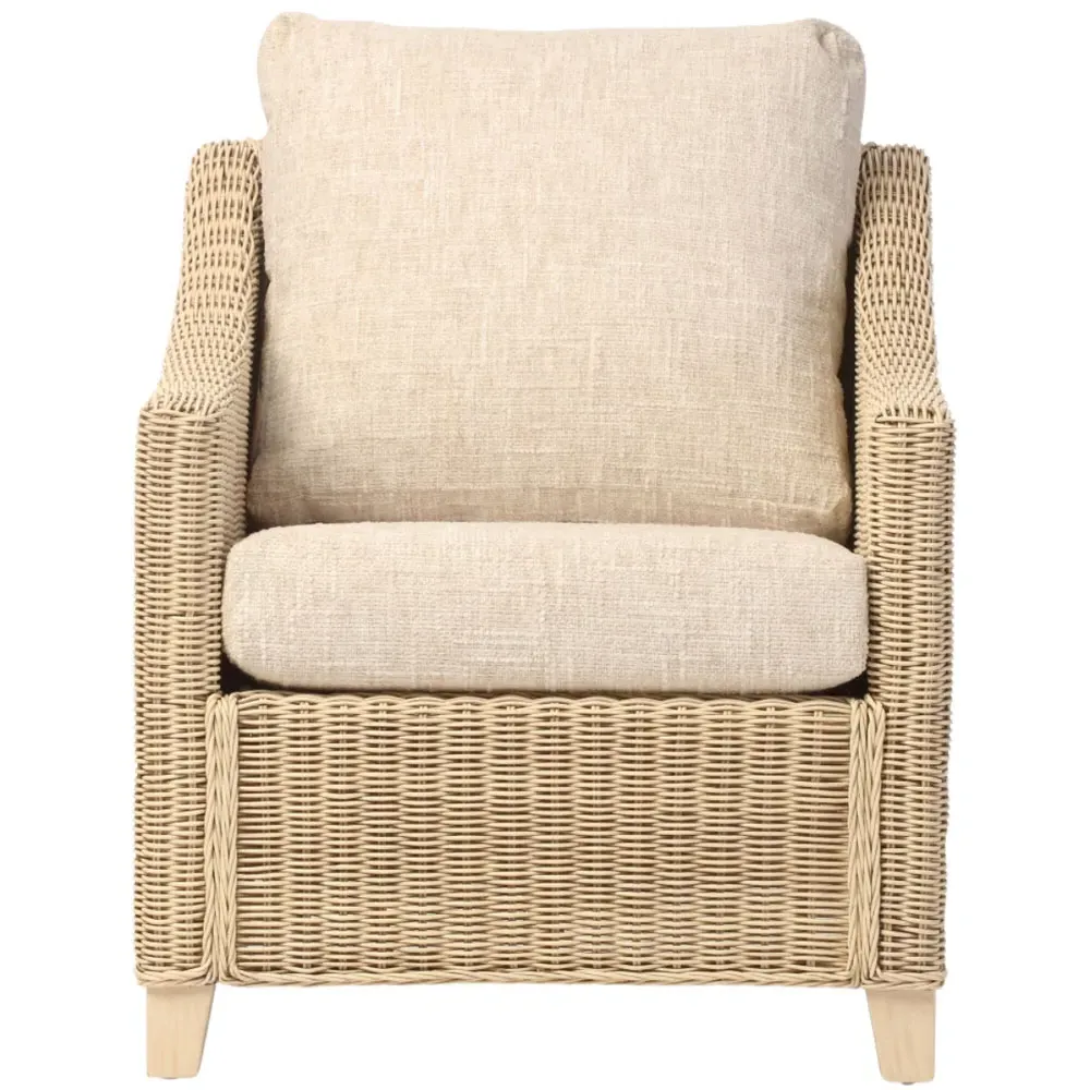 Dijon Cotton Armchair - Cream, Rattan