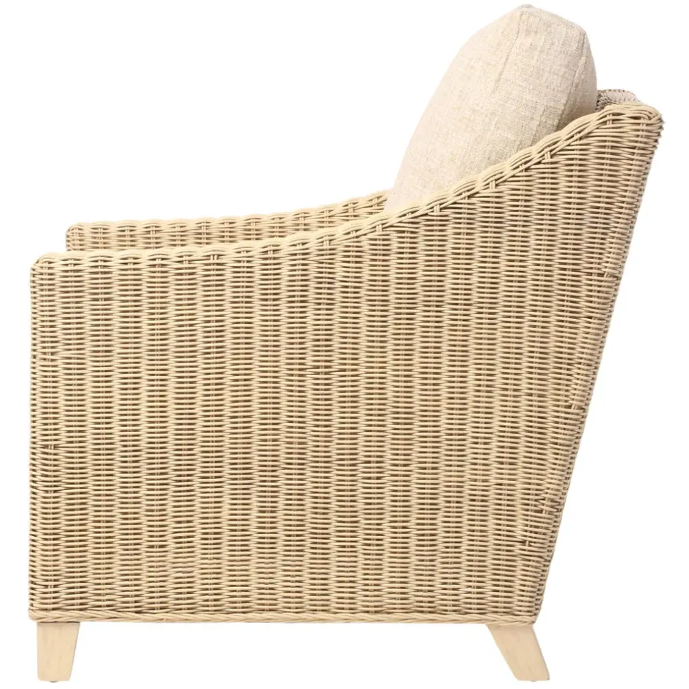 Dijon Cotton Armchair - Cream, Rattan
