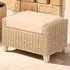 Dijon Cotton Cream Footstool - Cream, Rattan