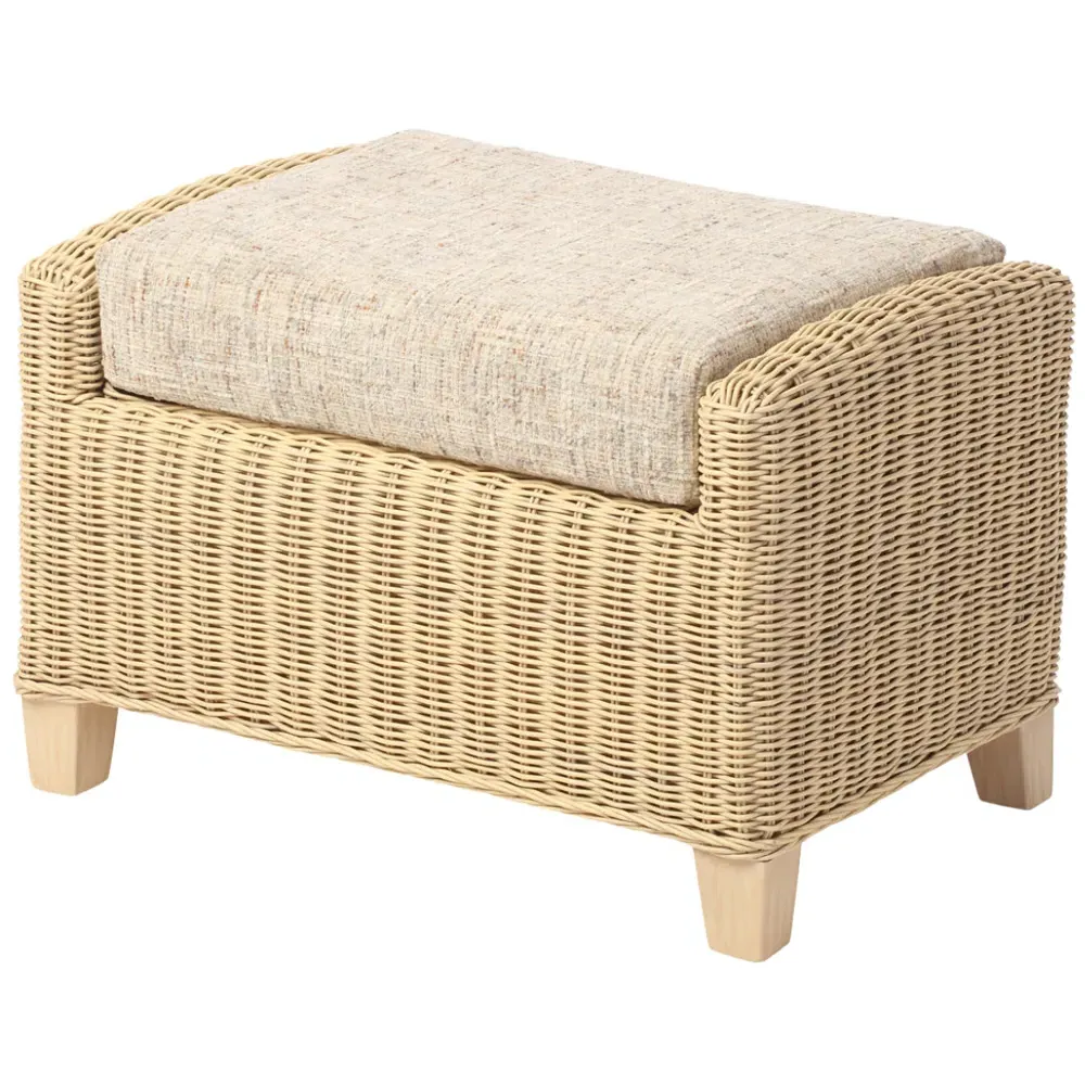 Dijon Farrow Footstool - Cream, Rattan