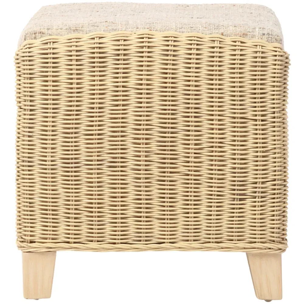 Dijon Farrow Footstool - Cream, Rattan