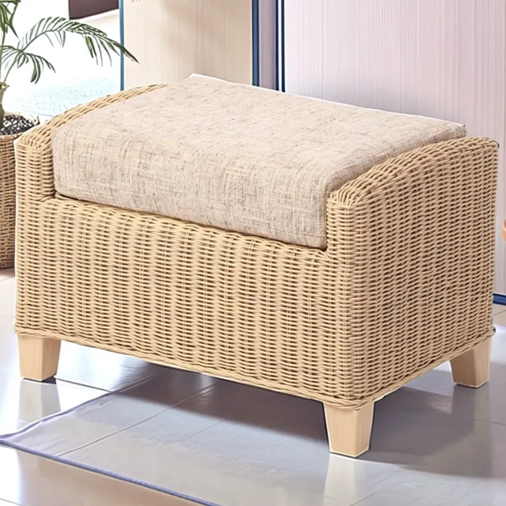 Dijon Farrow Footstool - Cream, Rattan