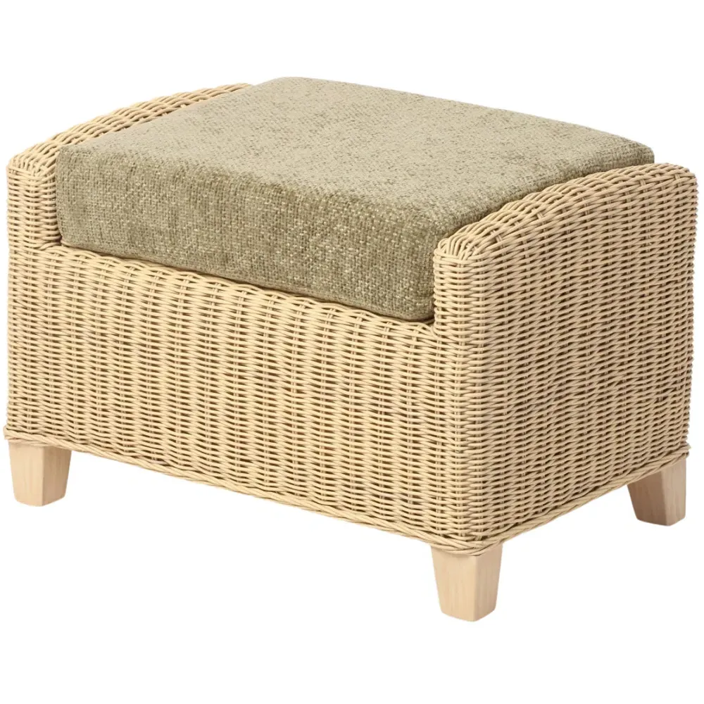 Dijon Jubilee Sage Footstool - Cream, Rattan