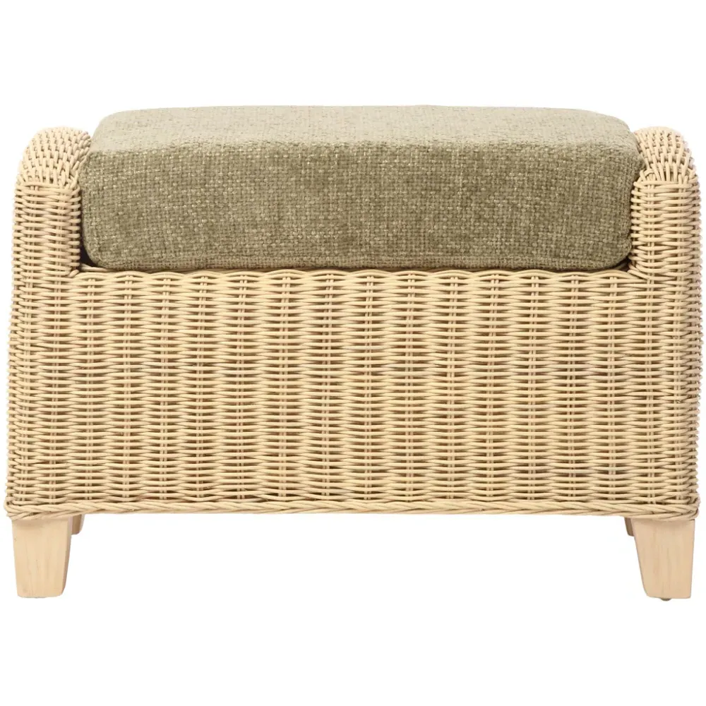 Dijon Jubilee Sage Footstool - Cream, Rattan