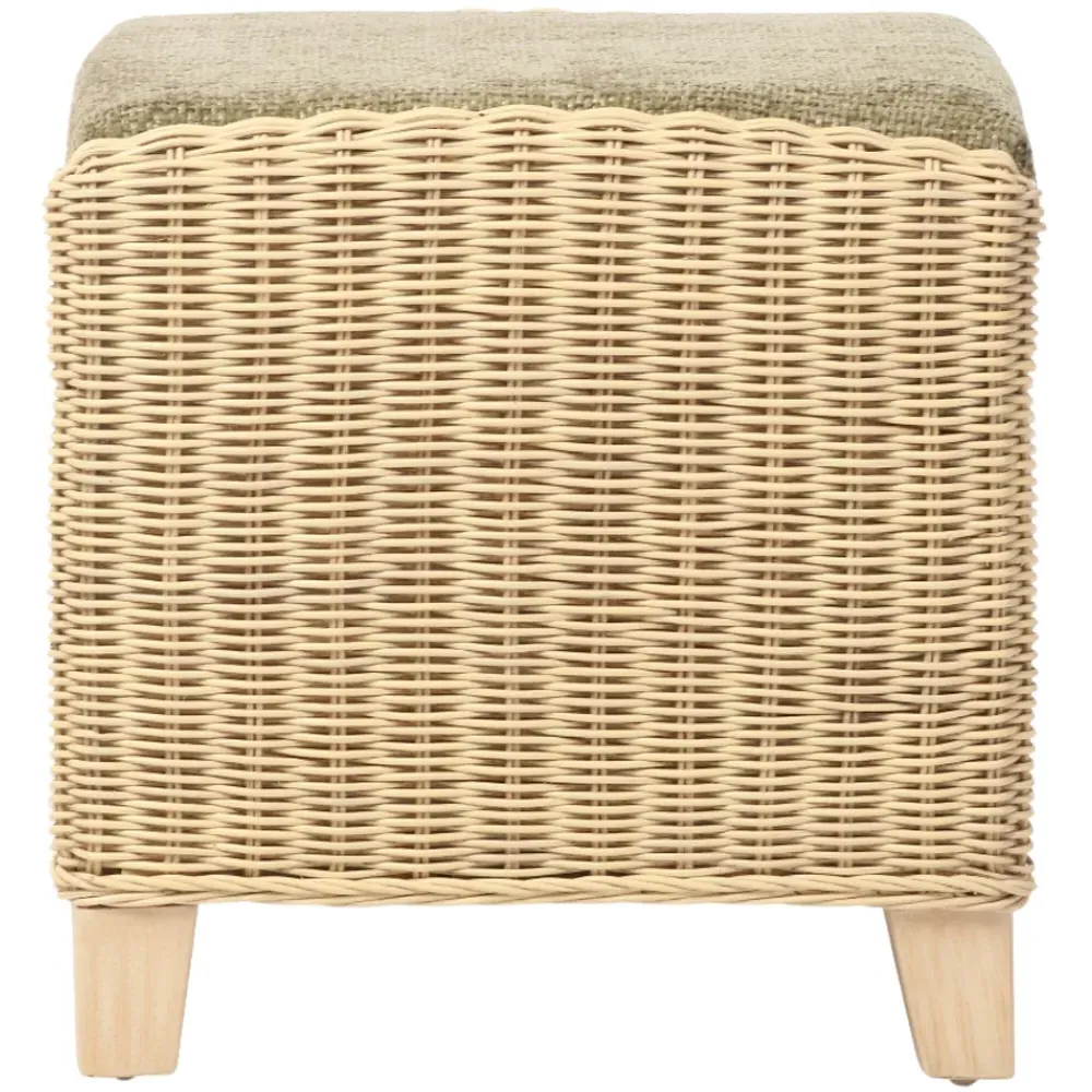 Dijon Jubilee Sage Footstool - Cream, Rattan