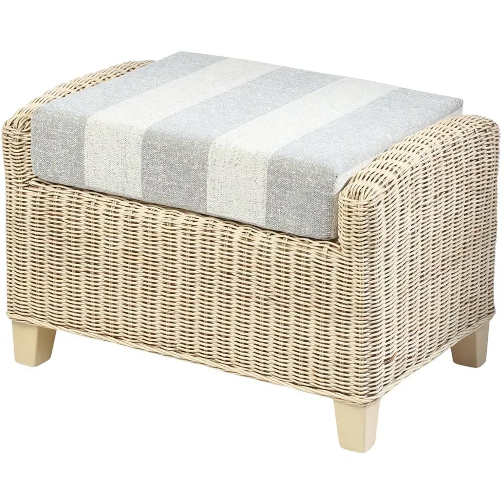 Dijon Natural Rattan Athena Stripe Footstool - Cream