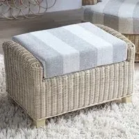 Dijon Natural Rattan Athena Stripe Footstool - Cream