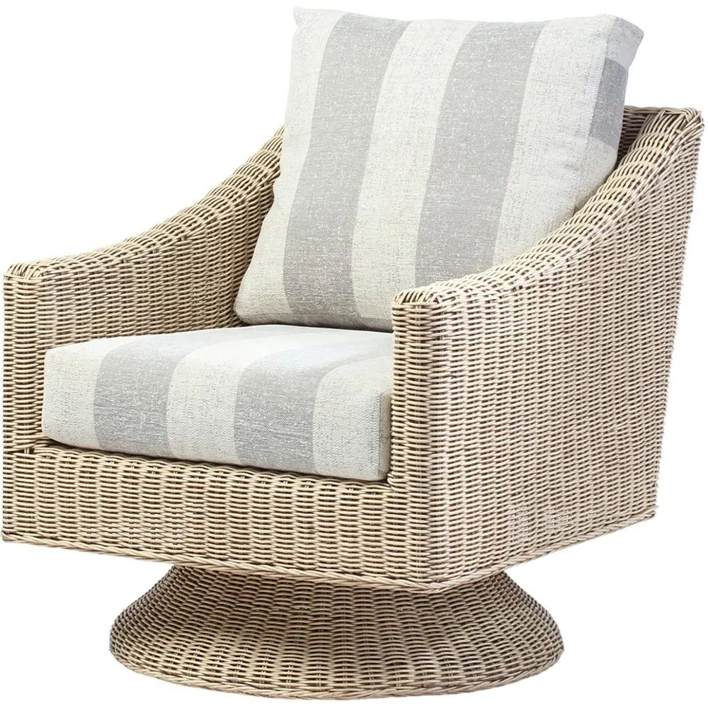 Dijon Swivel Chair - Cream, Natural Rattan
