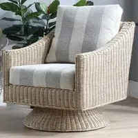 Dijon Swivel Chair - Cream, Natural Rattan