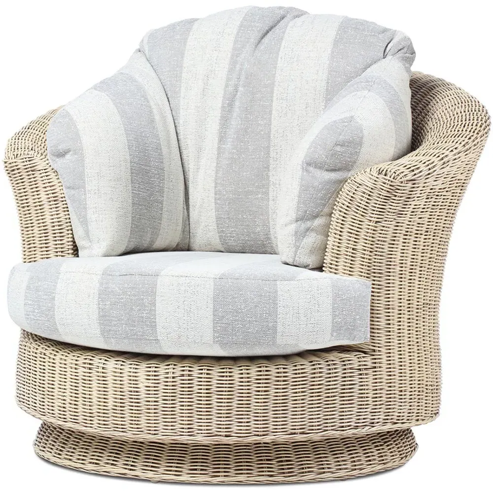 Dijon Tub Swivel Chair - Cream, Natural Rattan