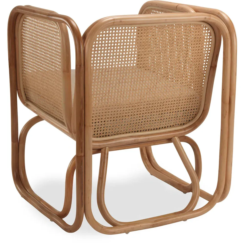 Iconic Curved Rattan Chair with Cushion - Cream, Rattan