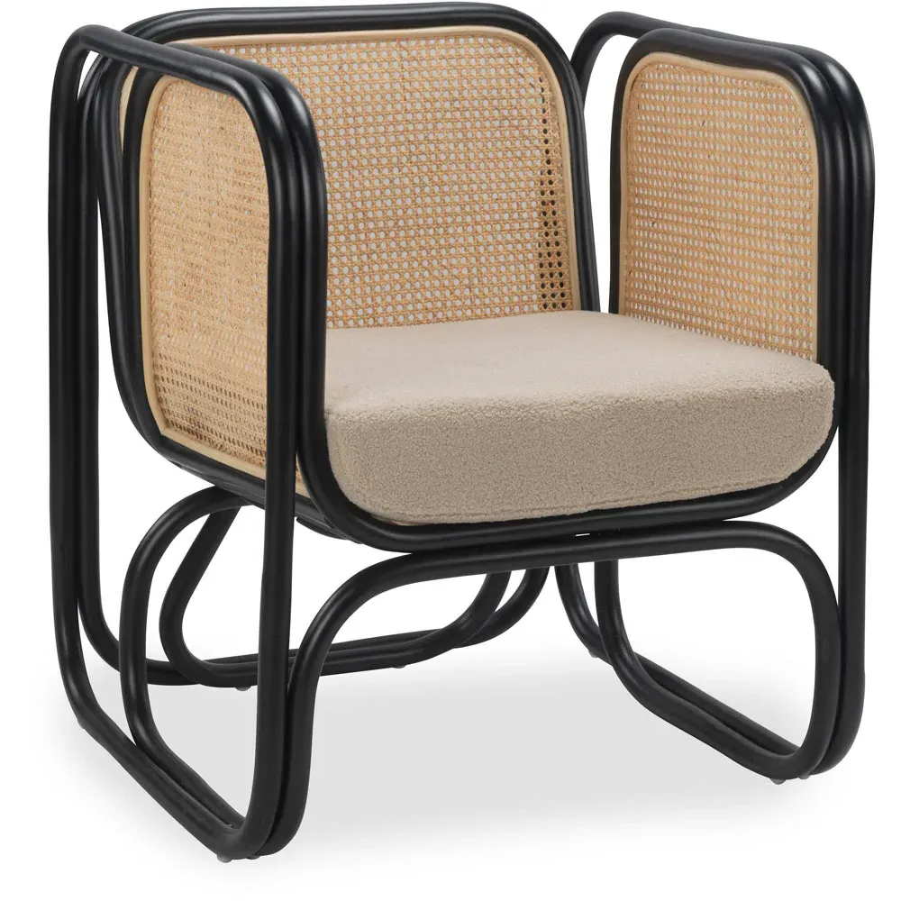 Iconic Rattan Chair - Black, Latte Fabric
