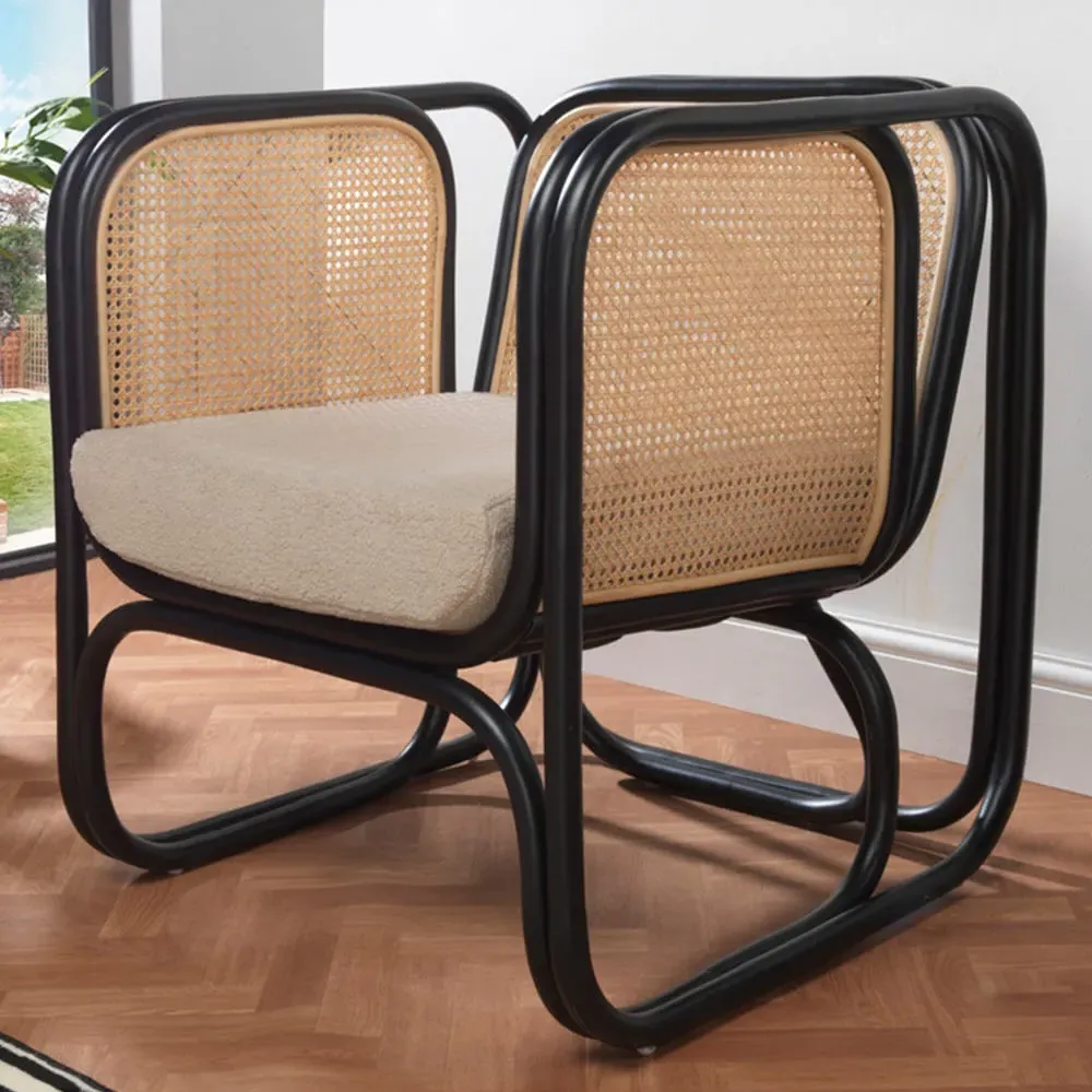 Iconic Rattan Chair - Black, Latte Fabric image