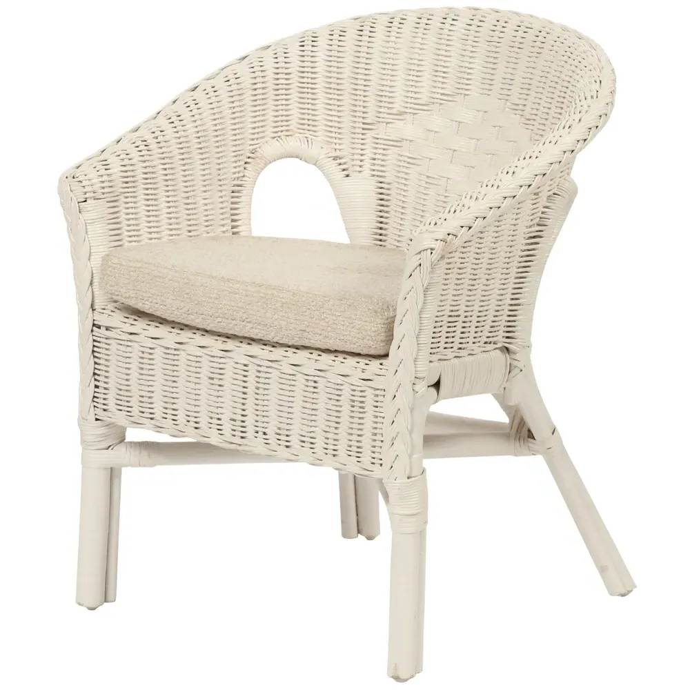 Kid Size Loom Chair with Cushion - White, Wicker