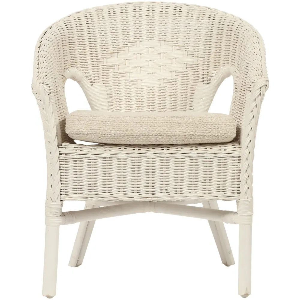 Kid Size Loom Chair with Cushion - White, Wicker
