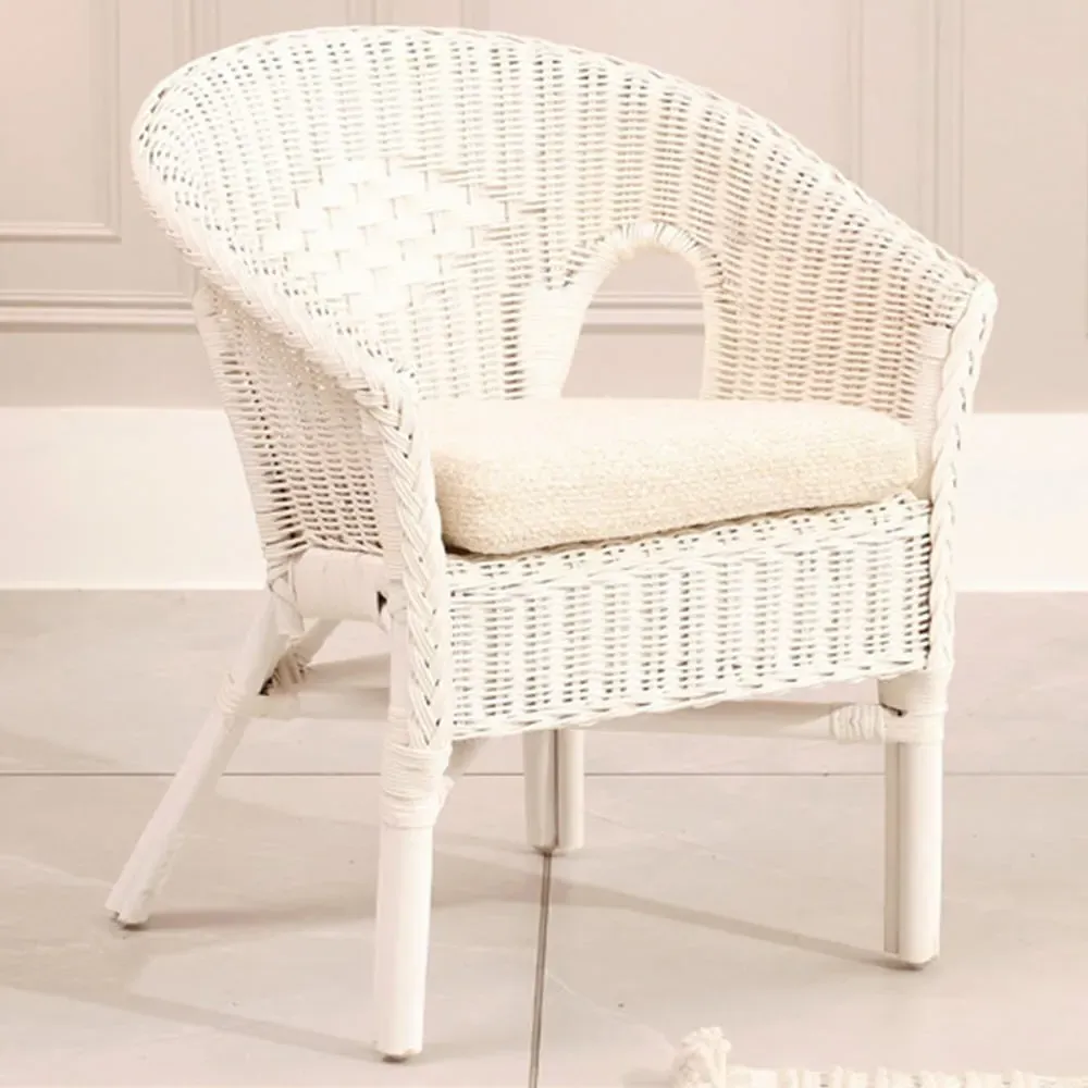 Kid Size Loom Chair with Cushion - White, Wicker image