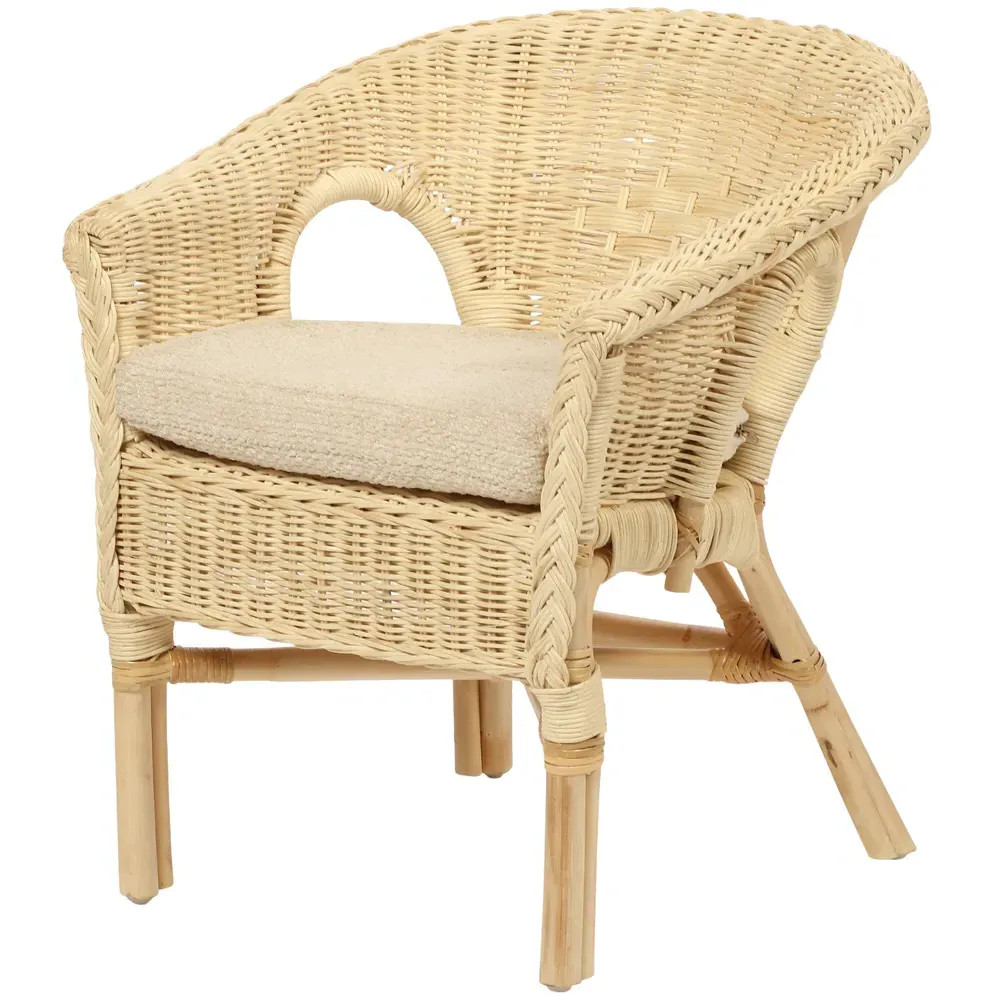 Kid Size Wicker Loom Chair with Cushion - Cream, Rattan