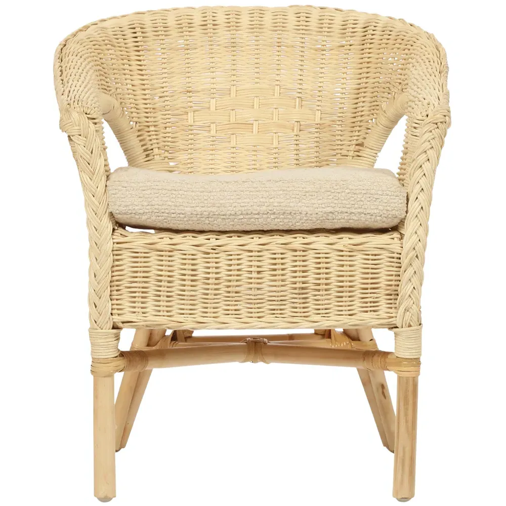 Kid Size Wicker Loom Chair with Cushion - Cream, Rattan