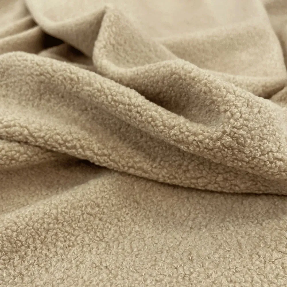 Large Round Pouffe - Cream, Boucle Fabric