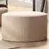 Large Round Pouffe - Cream, Boucle Fabric