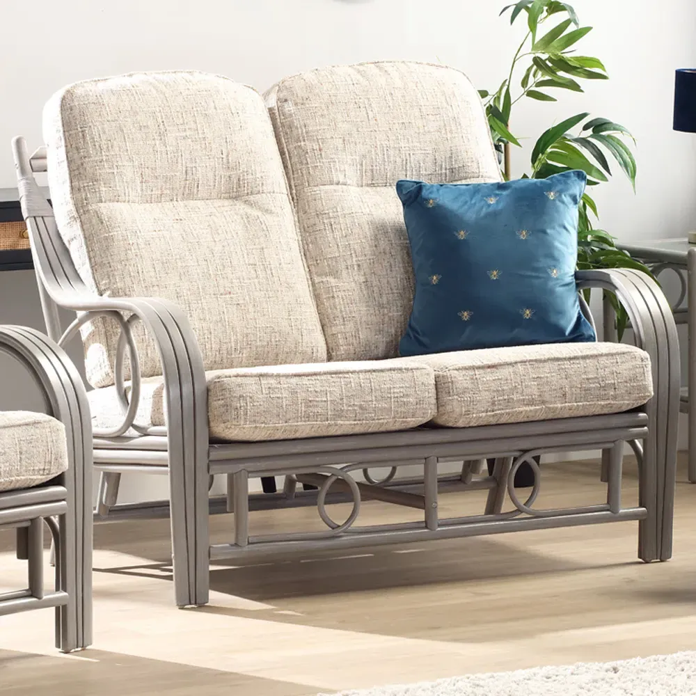 Madrid 2-Seater Sofa - Grey, Natural Rattan