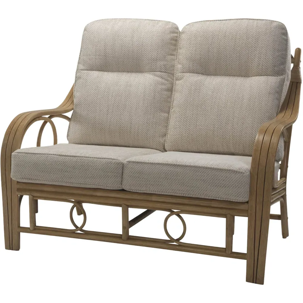 Madrid 2-Seater Sofa - Light Oak, Rattan
