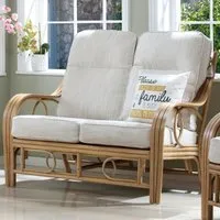 Madrid 2-Seater Sofa - Light Oak, Rattan