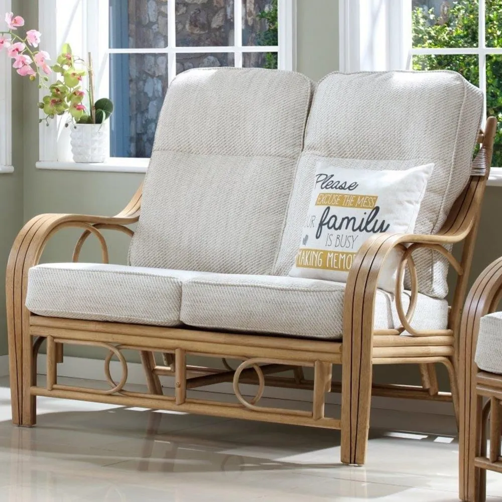 Madrid 2-Seater Sofa - Light Oak, Rattan image