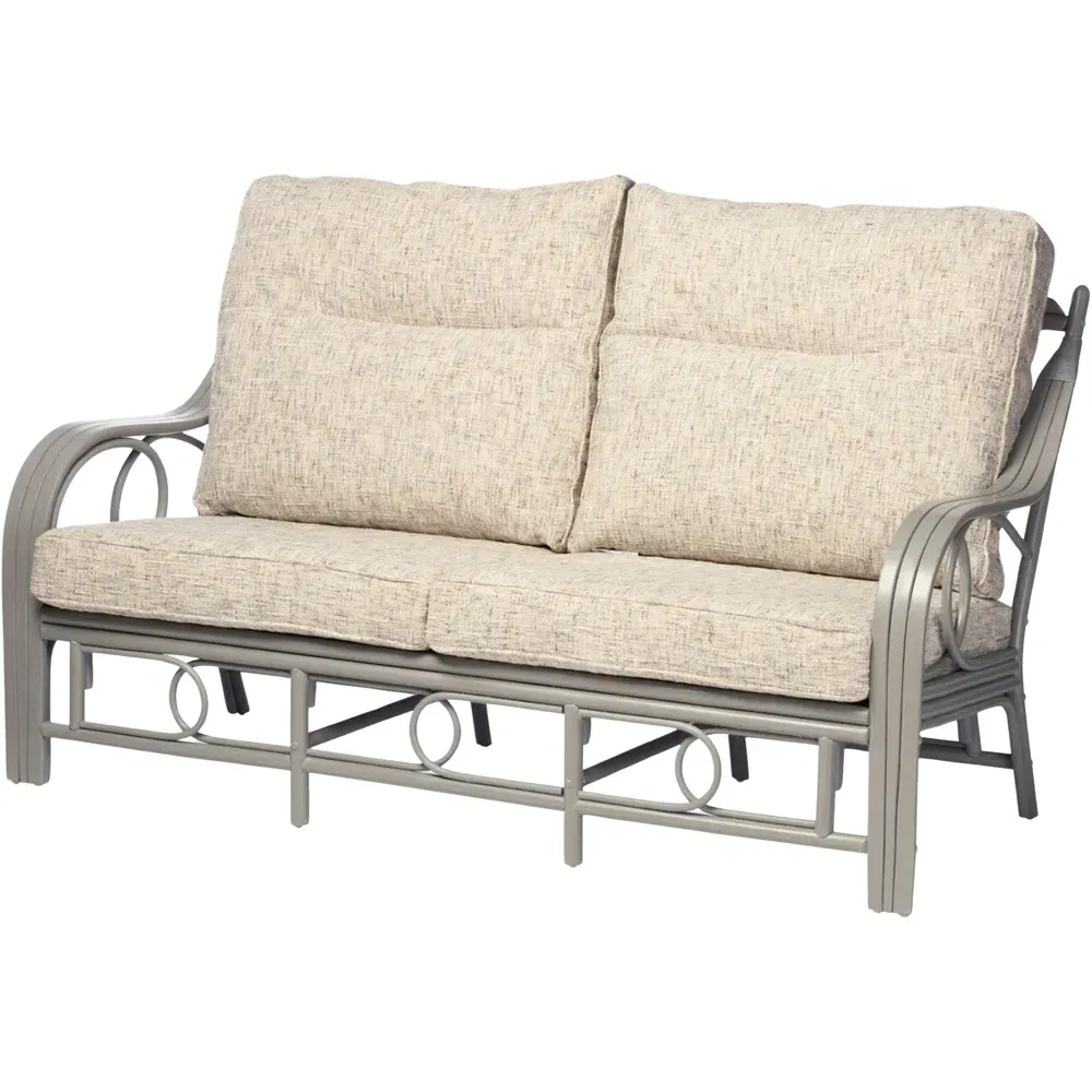 Madrid 3-Seater Sofa - Grey, Natural Rattan