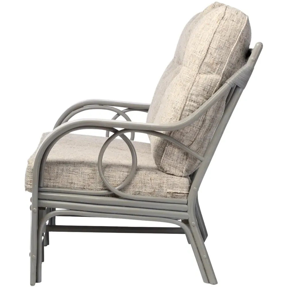 Madrid 3-Seater Sofa - Grey, Natural Rattan