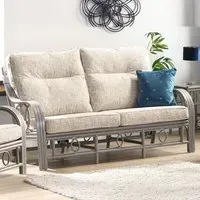 Madrid 3-Seater Sofa - Grey, Natural Rattan