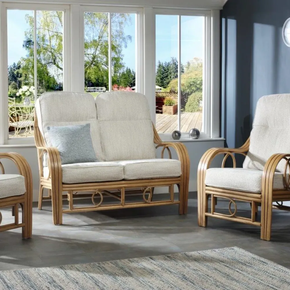Madrid 4-Seater Sofa Set - Light Oak, Rattan