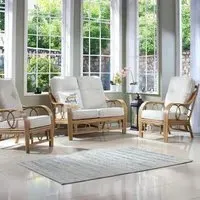 Madrid 4-Seater Sofa Set - Light Oak, Rattan