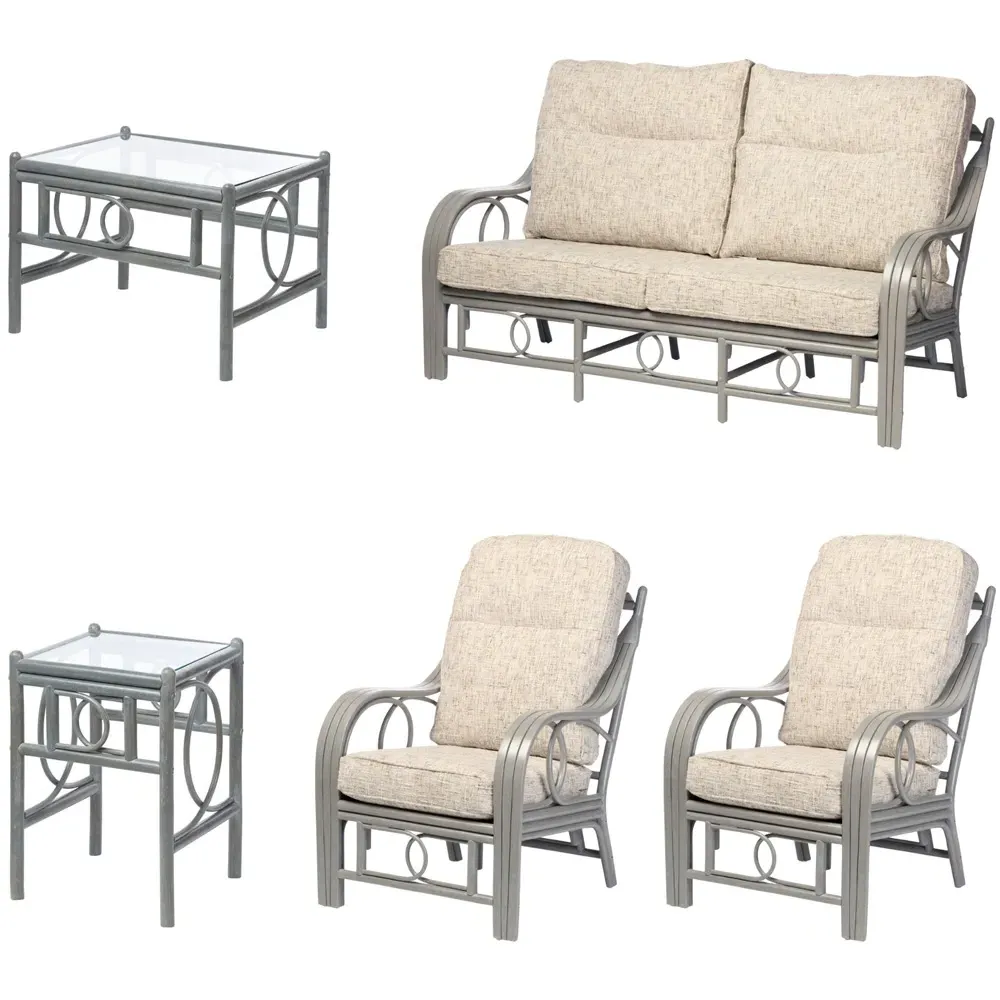 Madrid 5-Seater Sofa Set - Grey, Rattan
